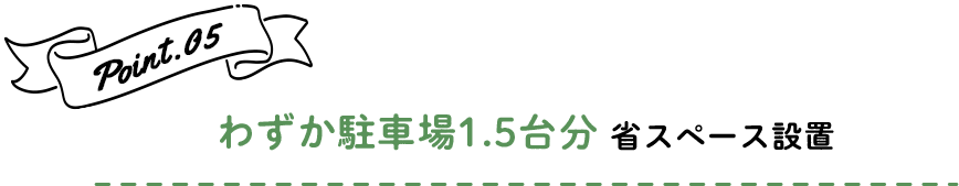Point.05 わずか駐車場1.5台分 省スペース設置